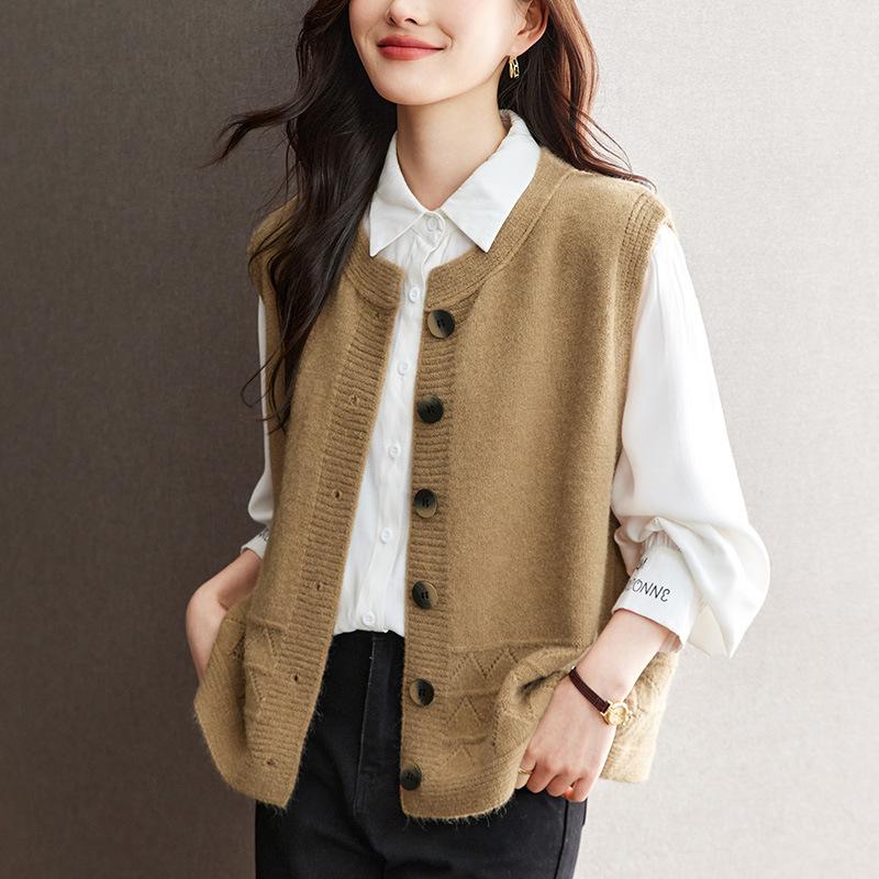 Hem Hollow Cardigan Vest for Women In Spring and Autumn Latest Trendyable and Versatile Layered Vest Vest