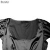 ZANZEA Women Elegant Square Collar Casual Short Sleeve Long Dress