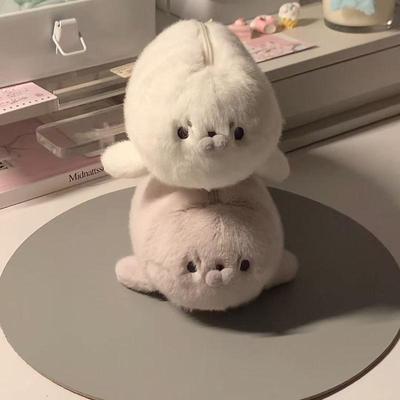 Cute Seal Stuffed Doll Pencil Pouch Large Capacity Soft Plush Stationery Organizer for School Office