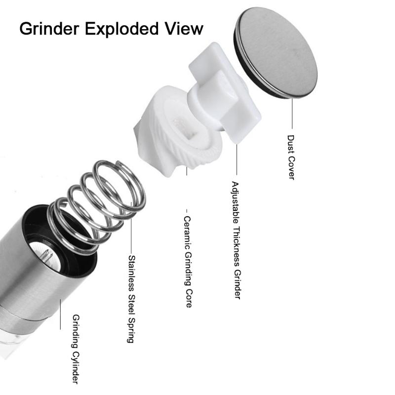 Ruční mlýnek na pepř 2 v 1 Nastavitelný mlýnek na koření s dvojitou hlavou Drtič na pepř Láhev na koření pro domácnost Kuchyňské pomůcky