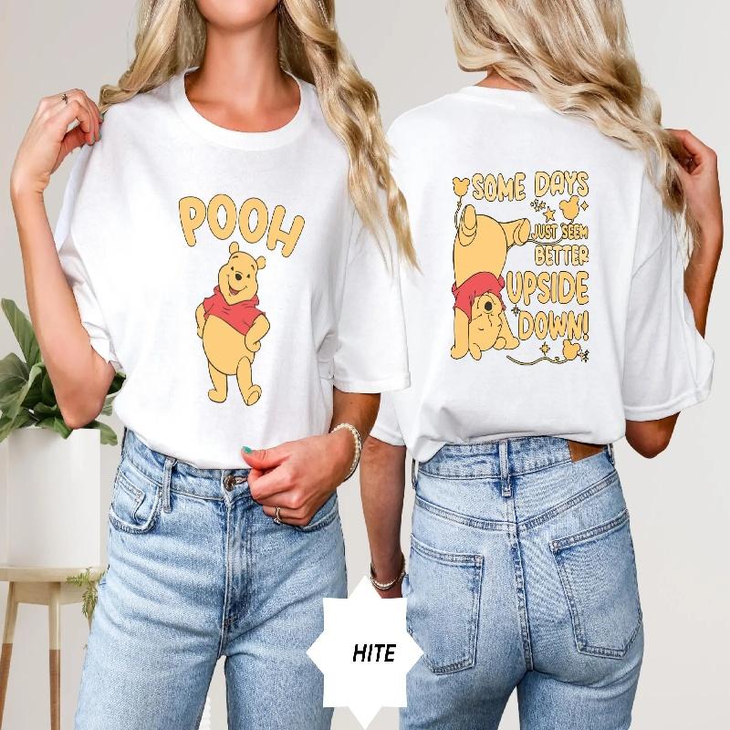 202526 Summer Winnie the Pooh Tshirt Y2k Tigger Hat Printed 100 cotton printed Tshirt Womens Loose Disney Tshirt