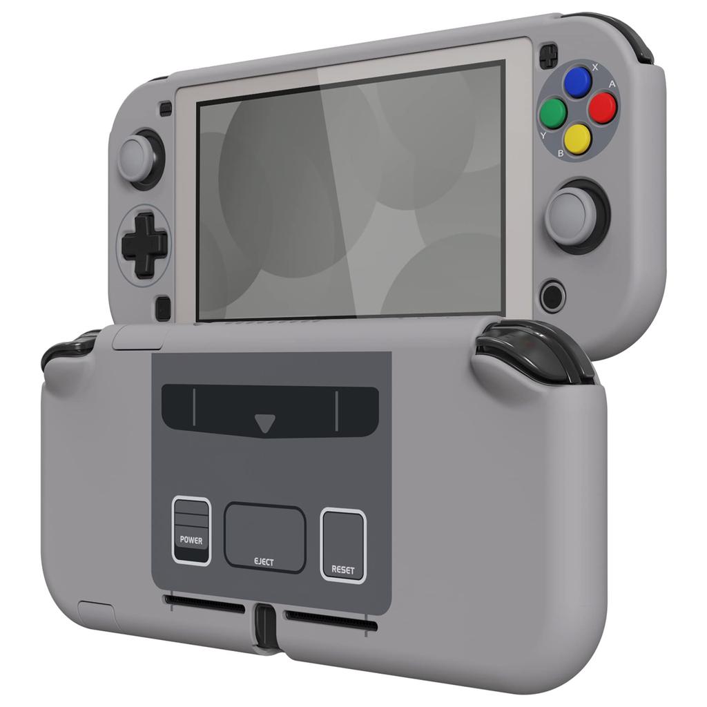 EXtremeRate PlayVital Switch Lite Schutzhülle Harte Schale für Switch Enthält Schutzglas Daumenstick-Griff und Tastenkappen SNES Classic
