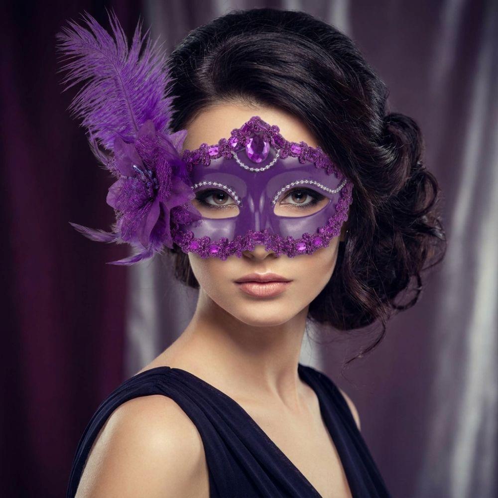 Multicolor Half-Face Mask Flower Masquerade Ball Mask Creative Feather Mask Women's Event