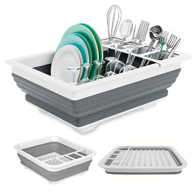 Égouttoir à vaisselle pliable peu encombrant - Organisateur de cuisine portable pour vaisselle, ustensiles et couverts - Idéal pour les camping-cars, les caravanes et les caravanes de voyage