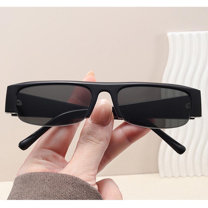 

1PCS Fashionable Future-Style Semi-Rimmed Sunglasses Unisex Daily Wear Outdoor Casual Sun Protection Glasses чёрный