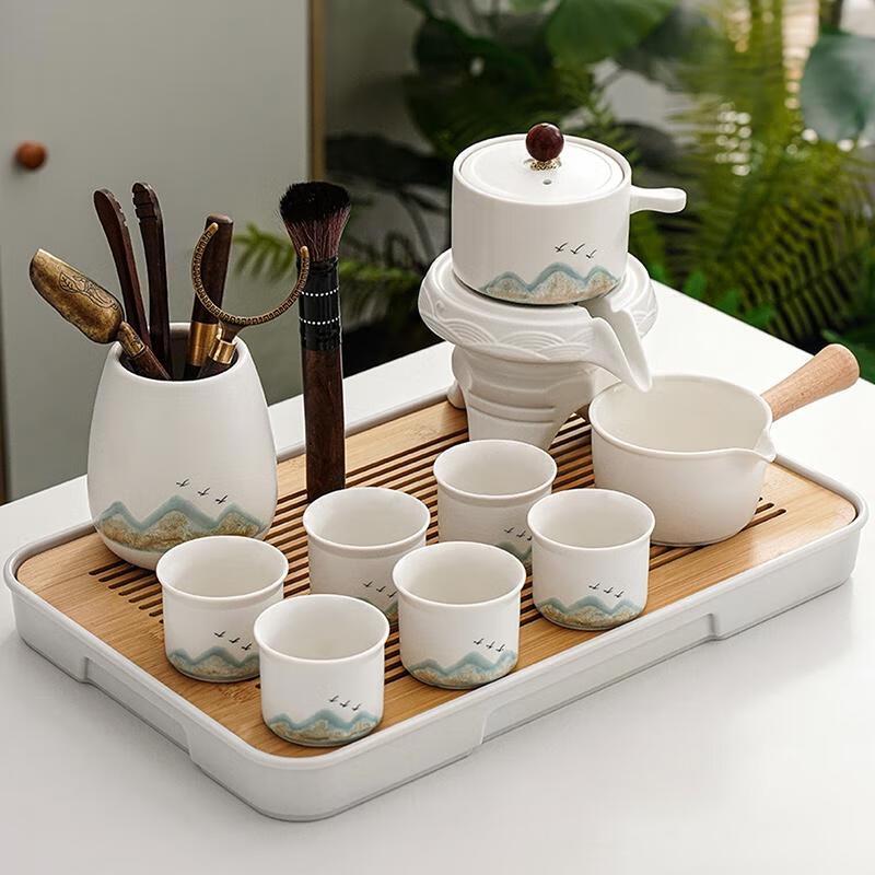 HANDUNYOU Elegant White 10-Piece Glass Kung Fu Tea Set