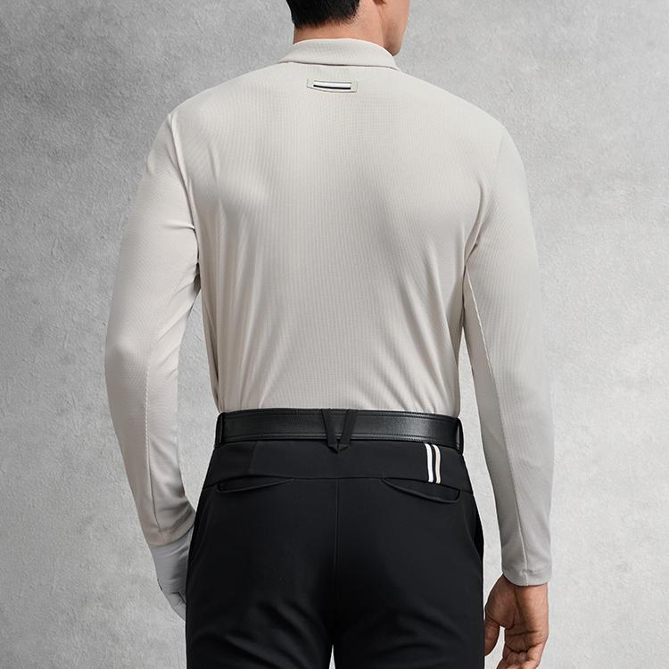 Fila Golf Series Fashion Sports Casual Stretch Comfortable Solid Color Knit Long Sleeve Polo Shirt Men Tops A11M545201FGY
