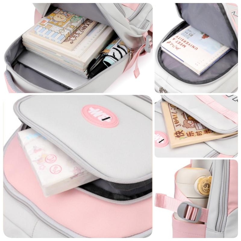 BAIJIAWEI 2025 New Fashionable Contrasting Color Schoolbags Junior High School Students Large Capacity Backpack Simple Letters Teenager Light Book Bag