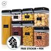 Homlly Uno 7 pieces BPA Free Air Tight Food Cookie Storage Cereal  Plastic Containers Set (Free Label Stickers)