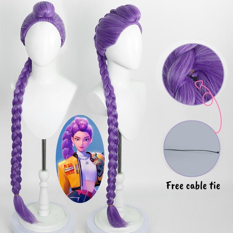 Movie Kpop Cosplay Wig Mira Rumi Zoey Demon Hunters Purple Black Red Long Hair Heat Resistant Synthetic Wigs Carnival Props