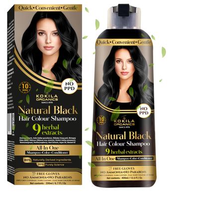 Kokila NO PPD Shampoo Hair Colour - Black 400ml for Women and Men | Natural Extracts | Colours Hair In 10 Minutes | Ammonia Free, Paraben Free - 10