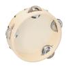 Hand Tambourine with Metal Single Row Jingles Sheepskin Drum Skin Wooden Tambourines