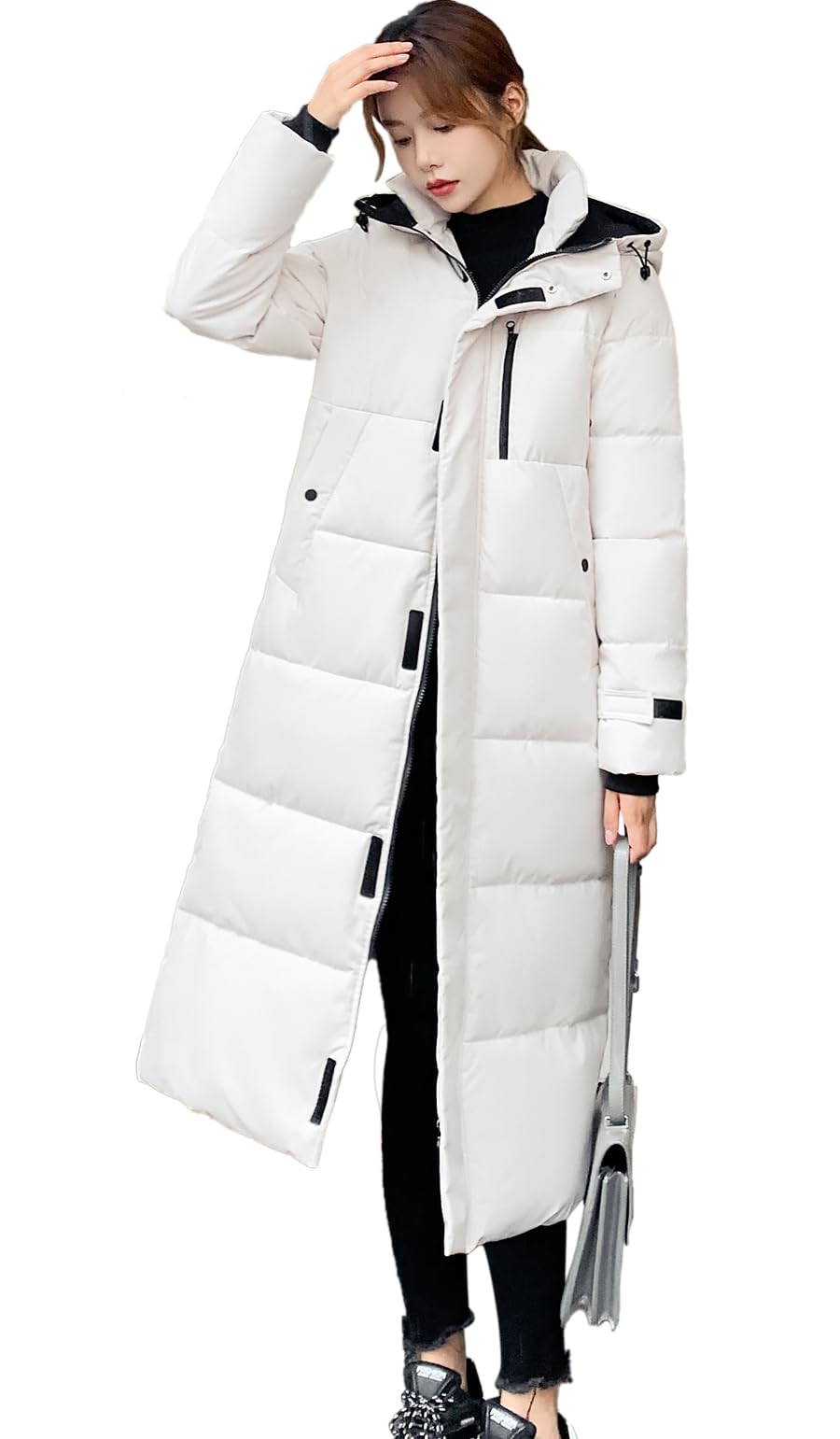 

Sulliwayu Зимняя стеганая скамья Плюс Длинное толстое холодное женское пальто, Верхняя одежда, Пальто, С капюшоном, Размеры, Повседневный, Простой, Длина, Стеганый, Теплый, Защита, белый