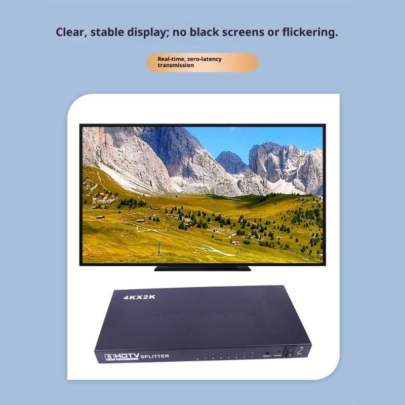 1x8 HDTV Distribution Amplifier With 4K60Hz Resolution Output Intelligent Switching For Gaming Consoles And PC