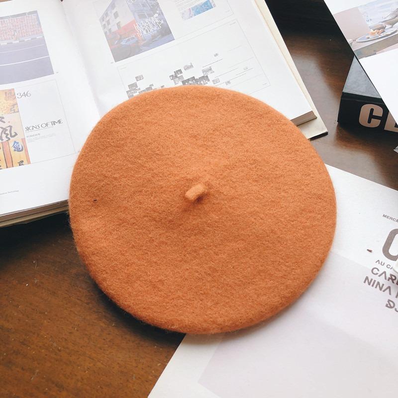 Hat Female Autumn and Winter Beret Woolen British Retro Literary and Simple Painter Hat Sweet Versatile Trendy Hat