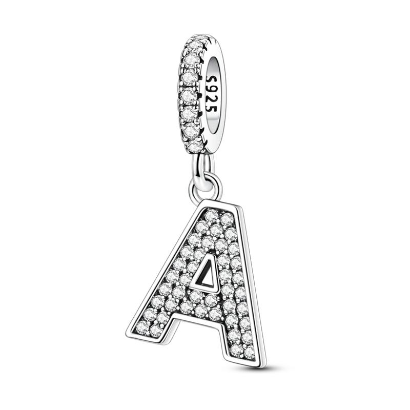 Originale DIY A-Z Alphabet Anhänger Perle Kupfer Eingelegter Zirkon Liebesbriefe Dangle Schmuck Geschenk Passend für Armreif