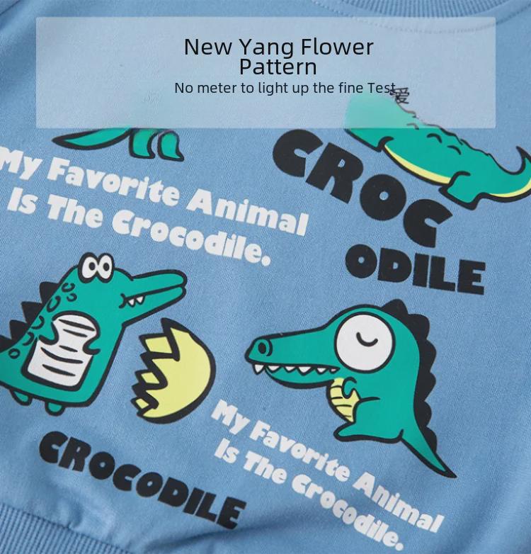 Fashionable Crocodile Cartoon Kids' Pullover: Round Neck Sweatshirt for Boys - Autumn 2025 Collection