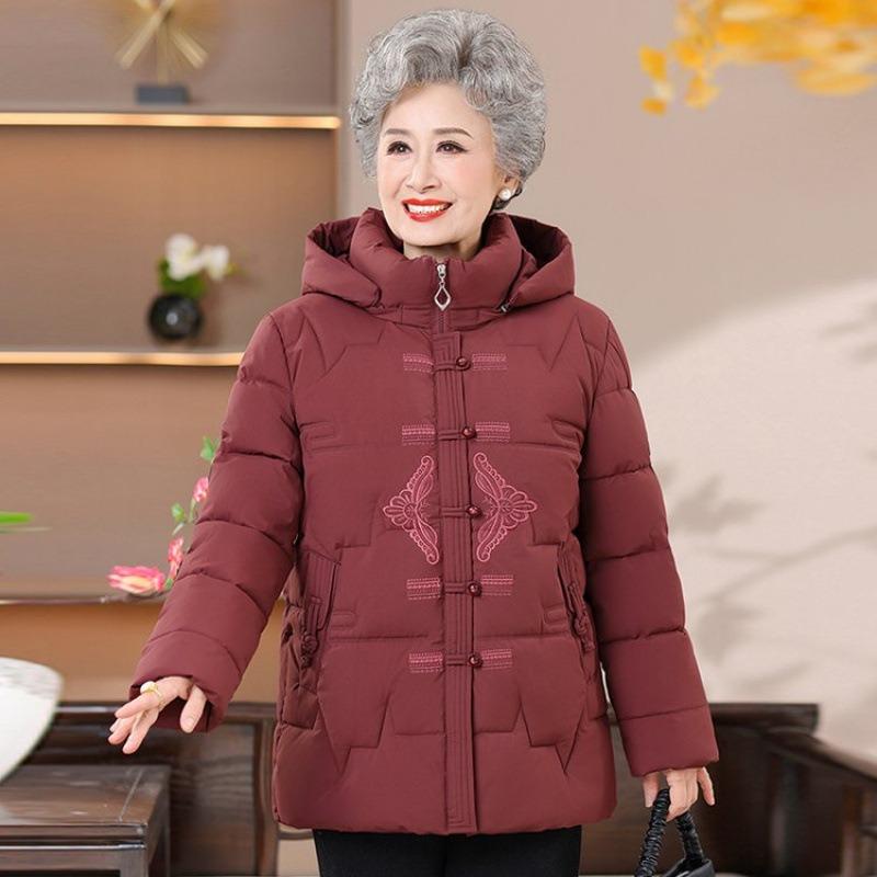 Winter down cotton-padded clothes women's down thickened cotton-padded clothes jacket old lady hooded cotton-padded jacket