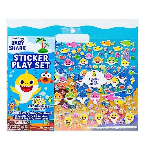 

Horizon Group USA Baby Shark Sticker Playset: Over 100 Reusable Soft Stickers, Foldable Stickers, and 1 Play Scene Sheet (Multicolor)