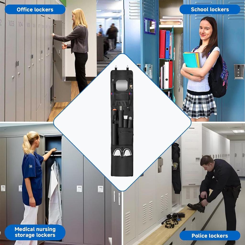 Locker Door Organizer With Mirror Closet Door Organizer With Mirror Hanger Storage Oxford Cloth Waterproof For Uniform Gear
