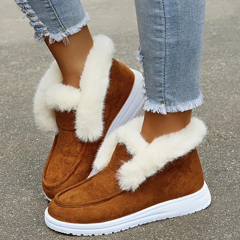 Winter New Solid Color Suede Cotton Shoes Casual Snow Shoes Low Top Padded Women's Cotton Shoes