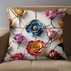 1 Pieces Colorful Roses 2D Printed Cushion Pillow Home Decor Polyester pillowcase, sofa decorative cushion cov Headboard Pillow