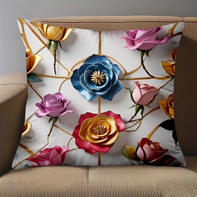 1 Pieces Colorful Roses 2D Printed Cushion Pillow Home Decor Polyester pillowcase, sofa decorative cushion cov Headboard Pillow