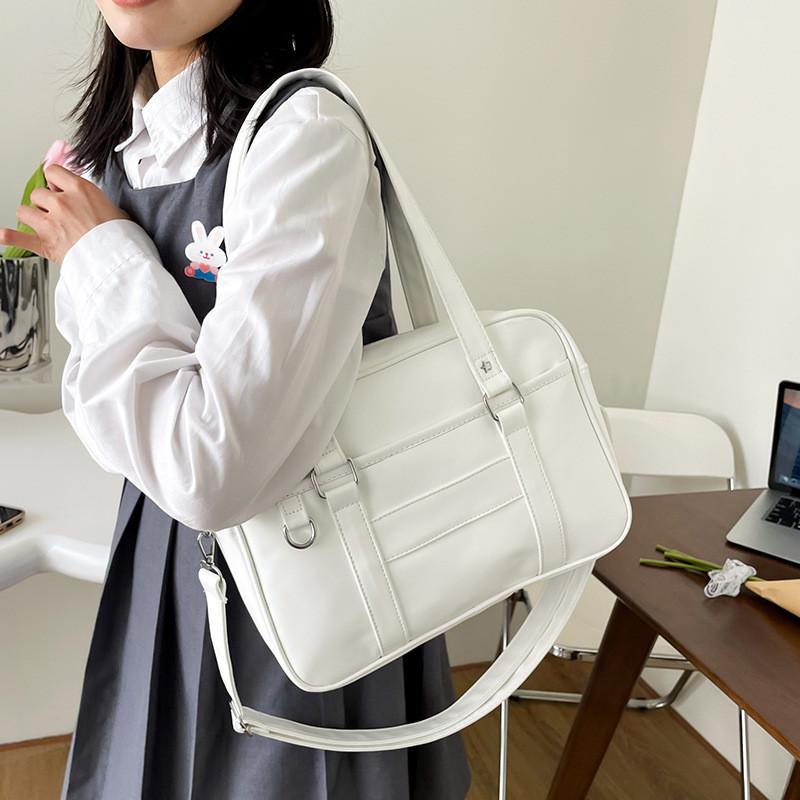 IELGY Preppy Style Messenger Handbag Class Commuter Solid Color Shoulder Bag