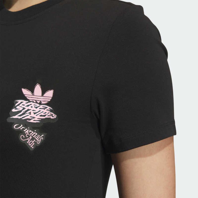 Adidas Originals Fashionable Round Neck Short Sleeve Regular T-Shirt Women Tops Black JN1680