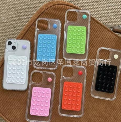Simple and creative three-dimensional suction cup is suitable for iphone17promax Apple 15 mobile phone case niche new transparent