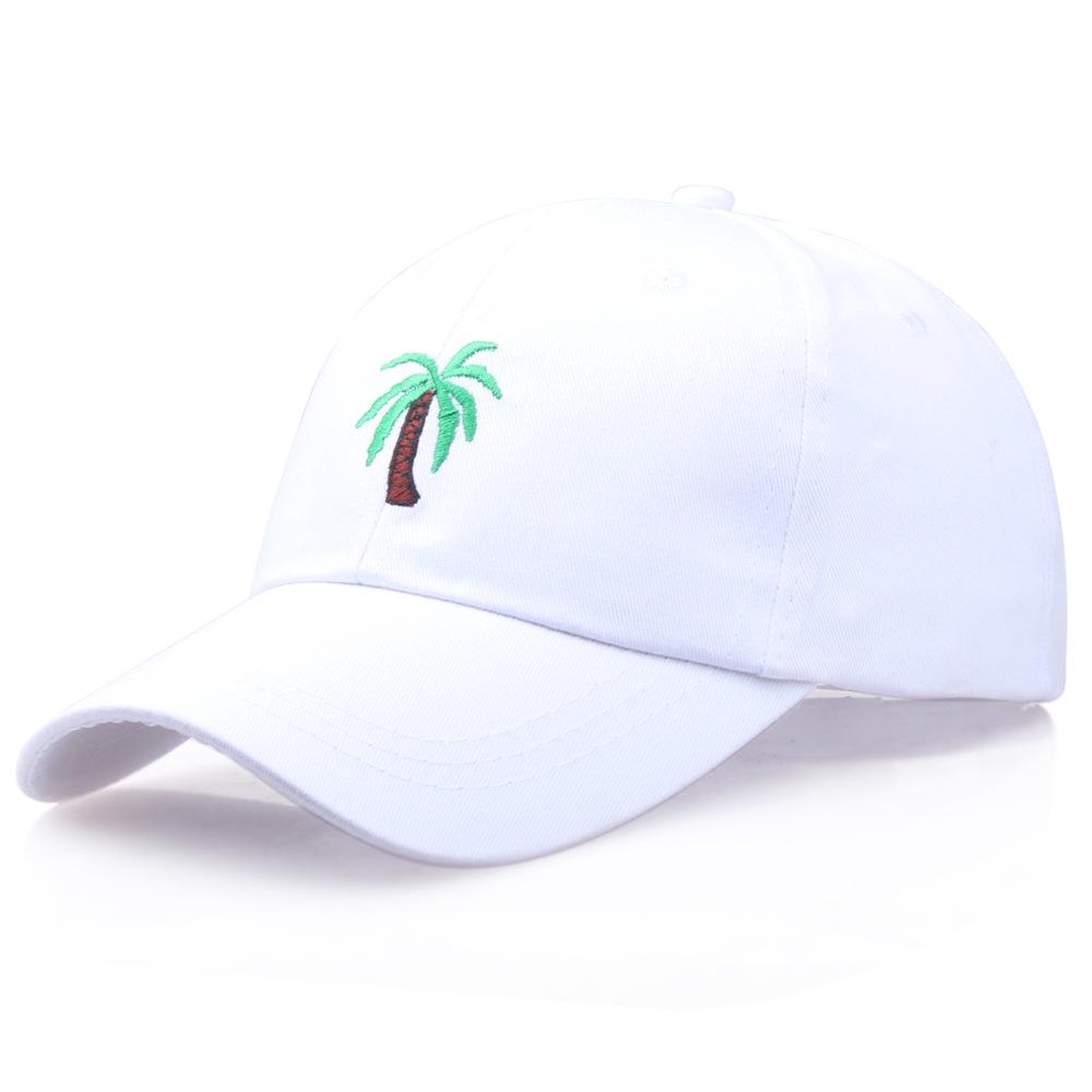 Men's Palm Tree Embroidery Baseball Cap Women Boy Coconut Tree Snapback Hip Hop Caps Outdoor Curved Black Cotton Dad Hat