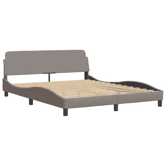 VidaXL Bed Frames with Headboard, Upholstered Bed with Slatted Base, Double Bed with Bedroom Footboard, Taupe 373209