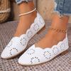Cross-border Large-size Hollow Flat-bottomed Retro Single Shoes Women's New Flat-bottomed Round Head Ethnic Style Low-top Lazy Single Shoes