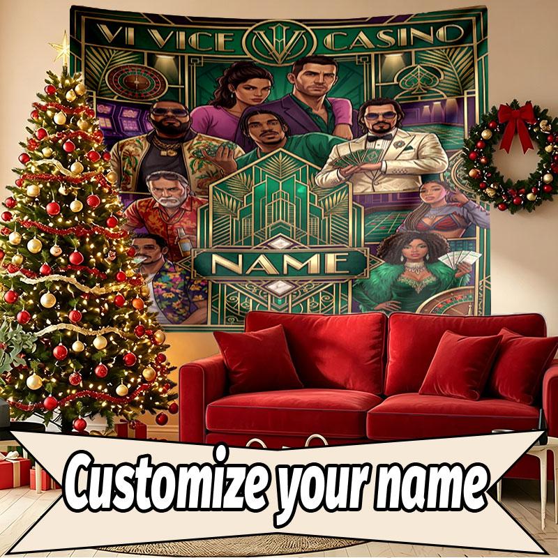 Custom Name Personalized Grand Theft Auto Print Tapestry, Wall Art Decor, Bedroom, Dorm, Apartment, LivingRoom, Party Backdrop, Gift for Birthday