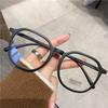 New Anti Blue Light Flat Mirror Plain Face Large Frame Glasses Matte Black Frame Large Face Slimming Glasses