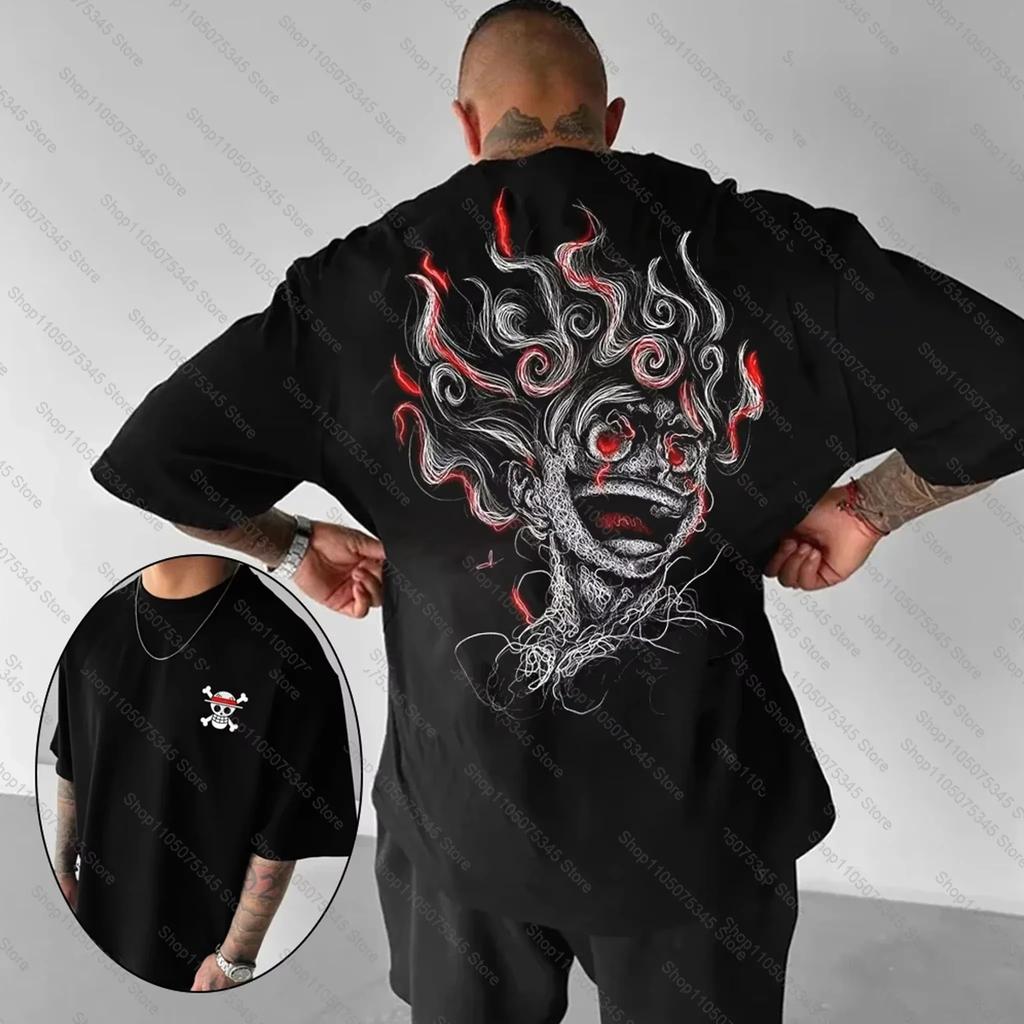 Japanese Anime ONE PIECE Summer T-shirt Casual Sports Fitness Loose Oversized Comfortable Cotton Short Sleeves for Men and Women