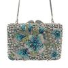 WHTUOHENG Blue/White Flower Rhinestones Evening Bags Women Floral Crystal Evening Clutches Bridal Wedding Party Clutch Purse