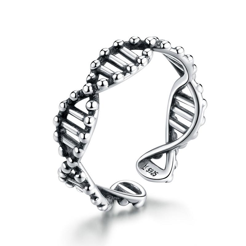WOSTU 925 Silver Pet Cat Stackable Opening Ring For Women Snake Dog Adjustable Rings Fine Jewelry Party Birthday Gift