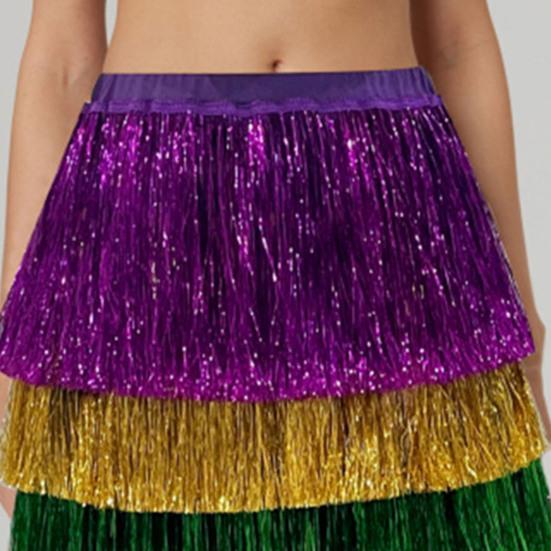 Party Skirt Elastic High Waist Patchwork Color Glittery Skirt Carnival Festival Holiday Parties Stage Performances