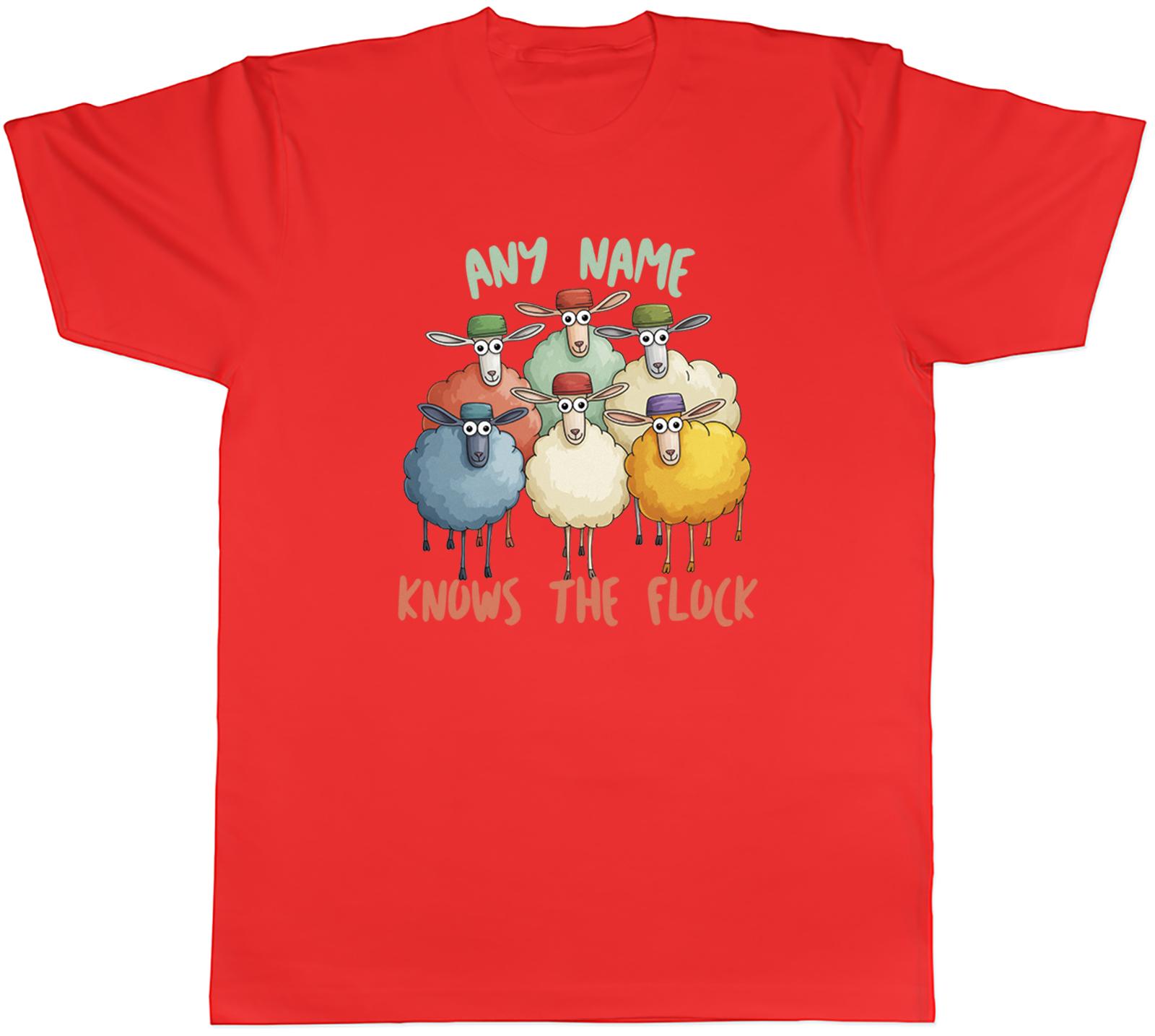 Personalised Knows the Flock Funny Sheep Unisexs TShirt Tee Gift Top S
