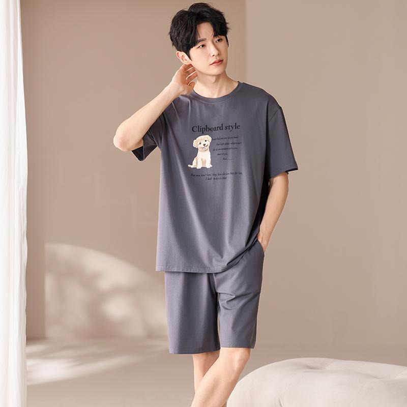 Summer Men's Pajamas Set Casual Loose MODAL COTTON Sleepwear Loungewear Students Two-Piece Sets Cartoon Youth Nightwear Homewear