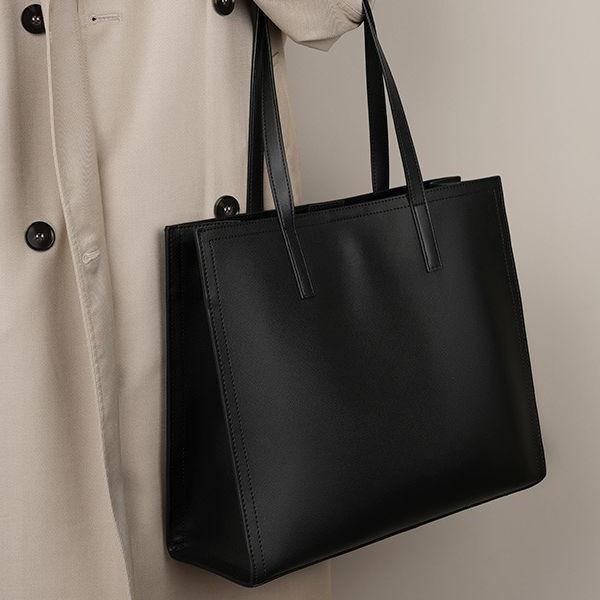 Genuine Leather Large Capacity Tote Bag Black Cowhide Commuter Bag New Briefcase Laptop Bag Versatile Textured Shoulder Bag