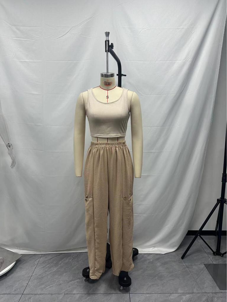 2025 European Autumn/Winter Women's Cotton Linen Wide-Leg Pants with Pockets - Loose & Slimming Design