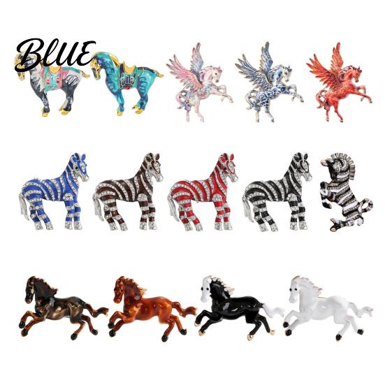 Rainbow Horse Pin Brooch Horse-Themed Zine Alloy with Inlaid Crystals