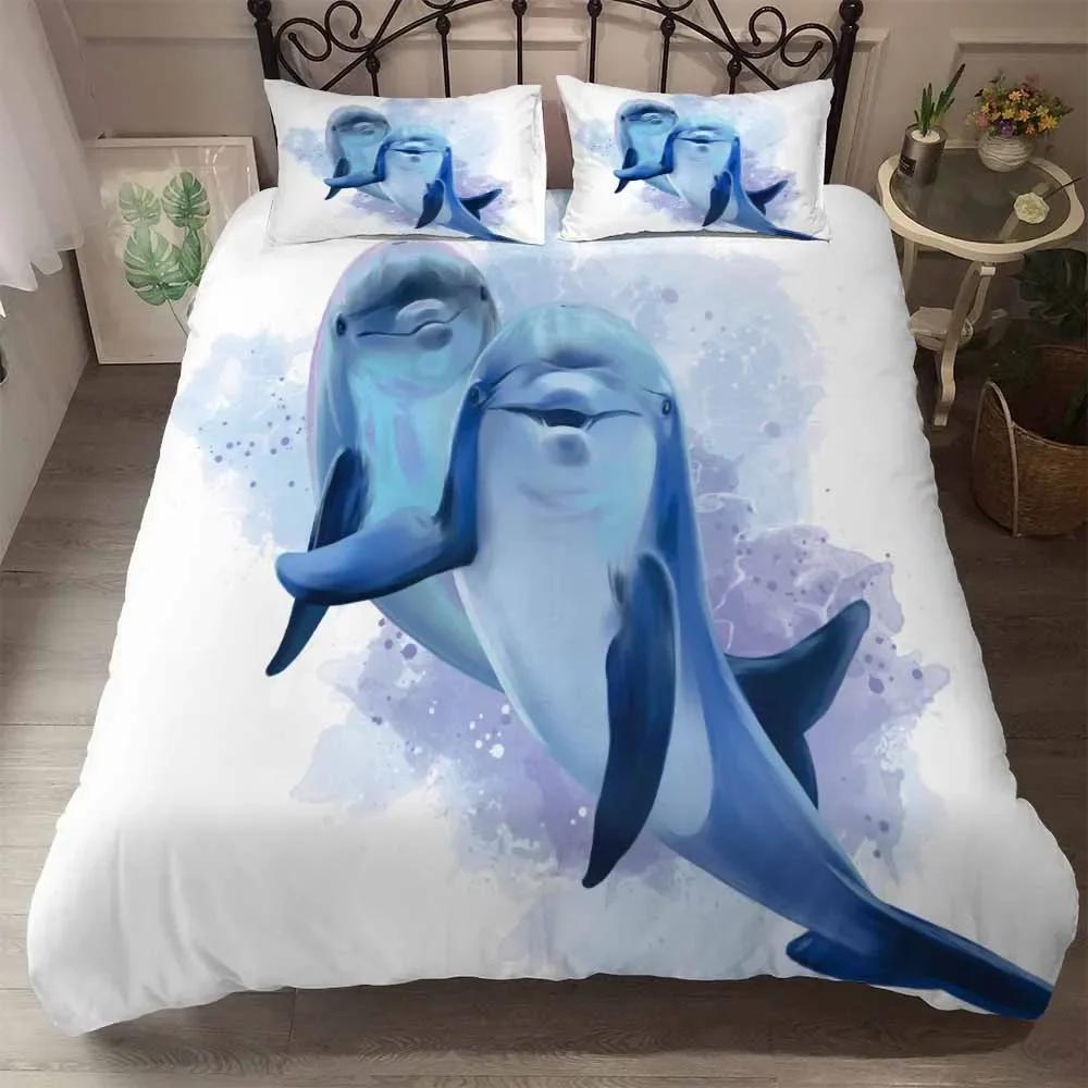 Western Style Bedding Set Sea Turtle Bedlinen White Quilt Set with Pillow Cover Super King Beds 3d Comfortable Thick Bedclothes