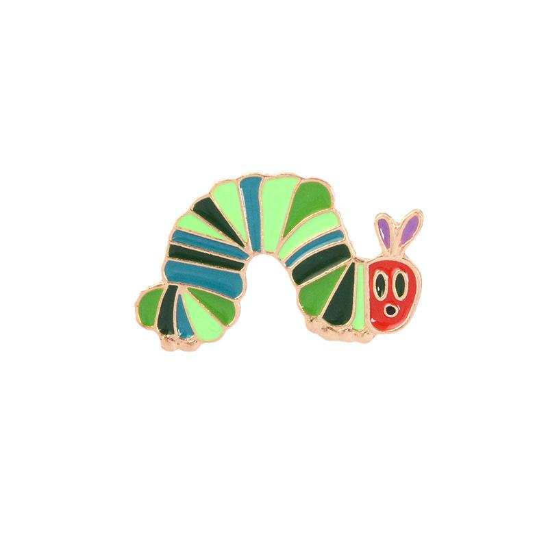 Cute Cartoon Alloy Brooch: Caterpillar & Strawberry Design