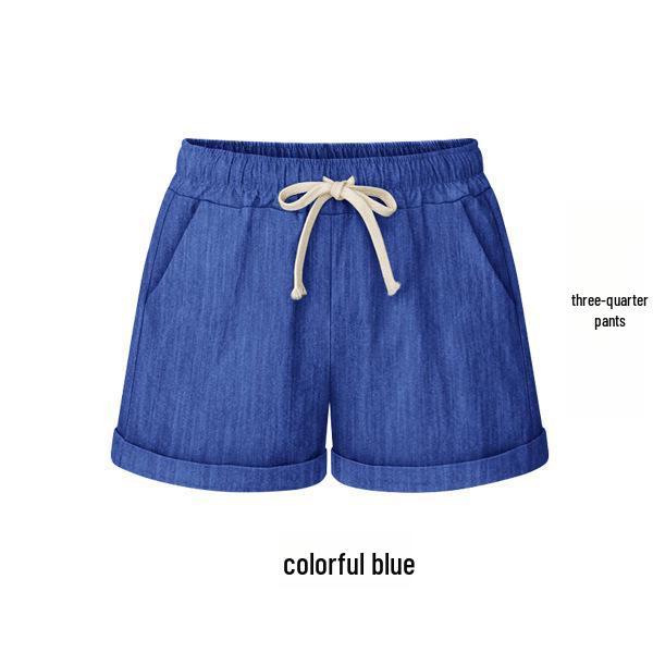 Women's Plus Size Summer Cotton Harem Shorts - Loose, Wide-Leg Three-Quarter Pants