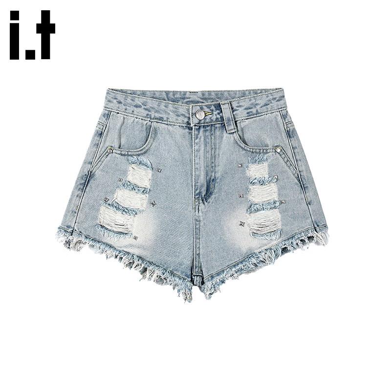 CHOCOOLATEit Women s Distressed Raw Hem Wide-Leg Denim Shorts S