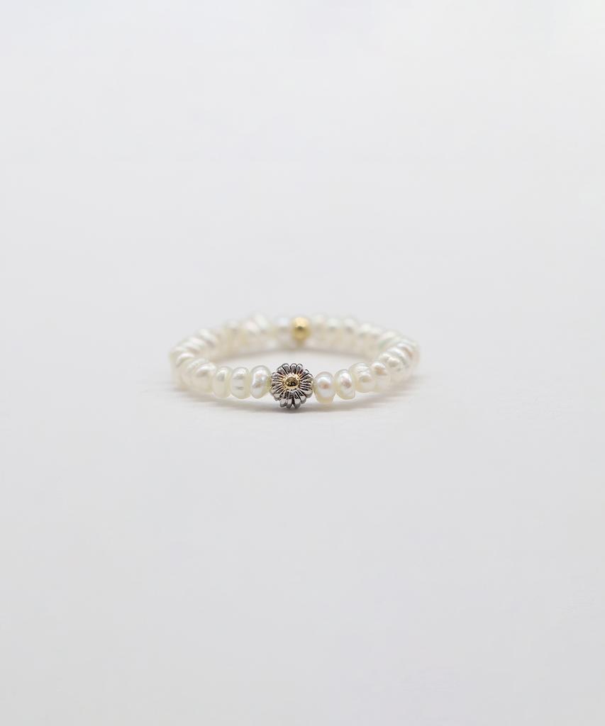 Ordor [925 Silver] Two-Tone Daisy Freshwater Pearl Ring