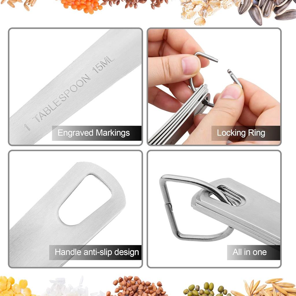 Smithcraft Measuring Cups and Spoons Set 18, 18/8 Stainless Steel Measuring Cups and Spoons Set, Metal Measuring Cups and Spoons Set, 8 Measure Cups